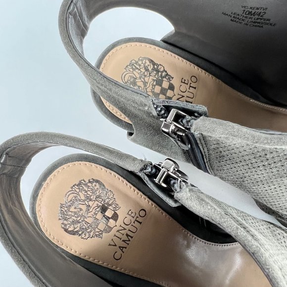 Vince Camuto Womens Kentvi Gray Suede Peep Toe Sandal Bootie Block Heel size 10 - Picture 12 of 16